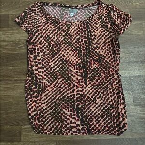 Worthington Pink and Brown Patterned Blouse